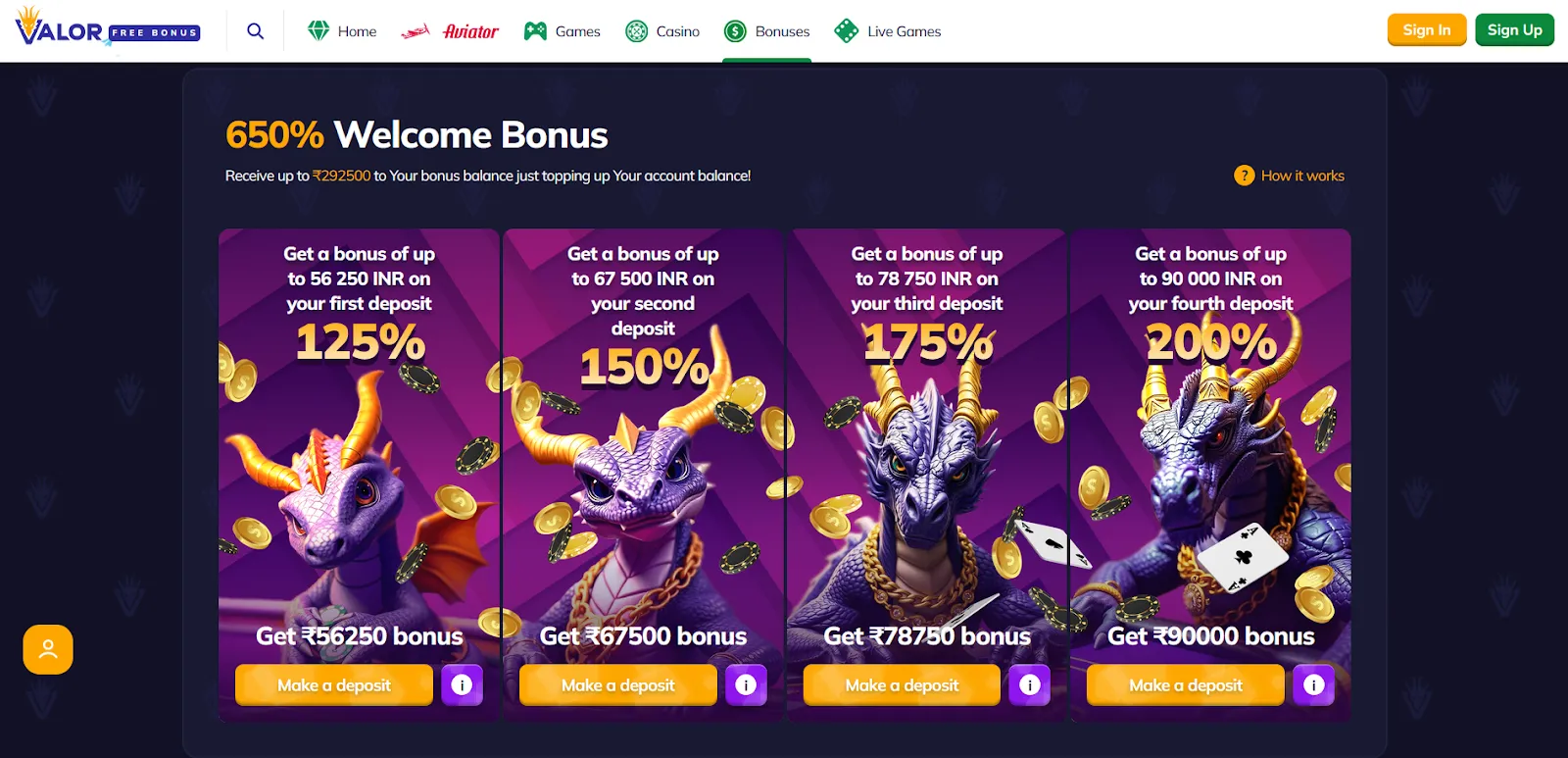 Types of Valor Casino Bonuses